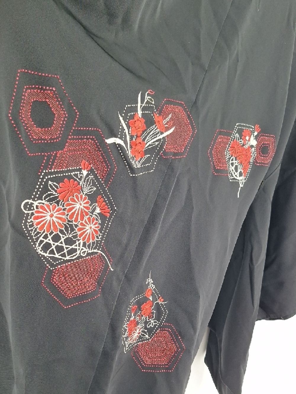 Black Kimono Jacket with Embroidered Detail - Picture 5 of 6